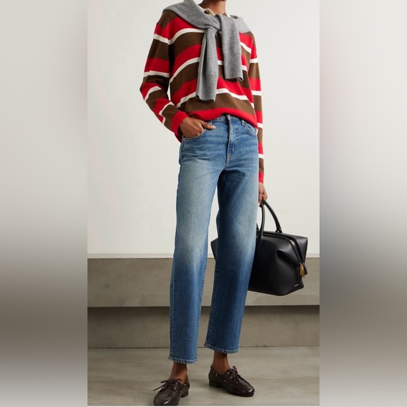 NWT SLVRLAKE Sophie Long mid-rise straight-leg organic jeans in Forget Me Not - Picture 1 of 8